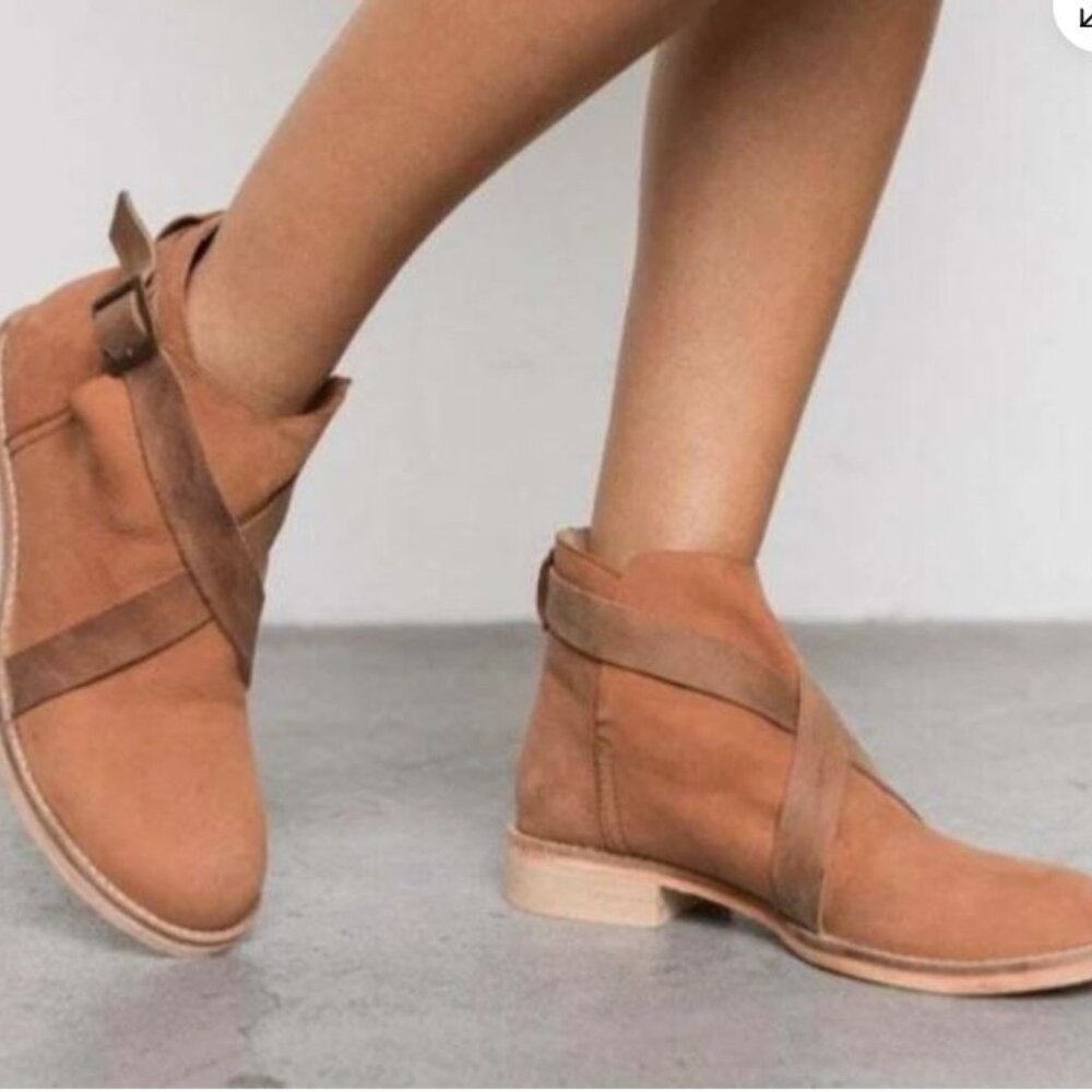 Free People Las Palmas Boots Distressed Leather Brown Size 36